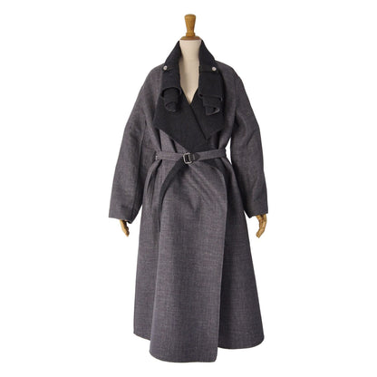 Hermes Coat Long Double Face Belt Outer Cashmere Silk Gray 34 — view 3