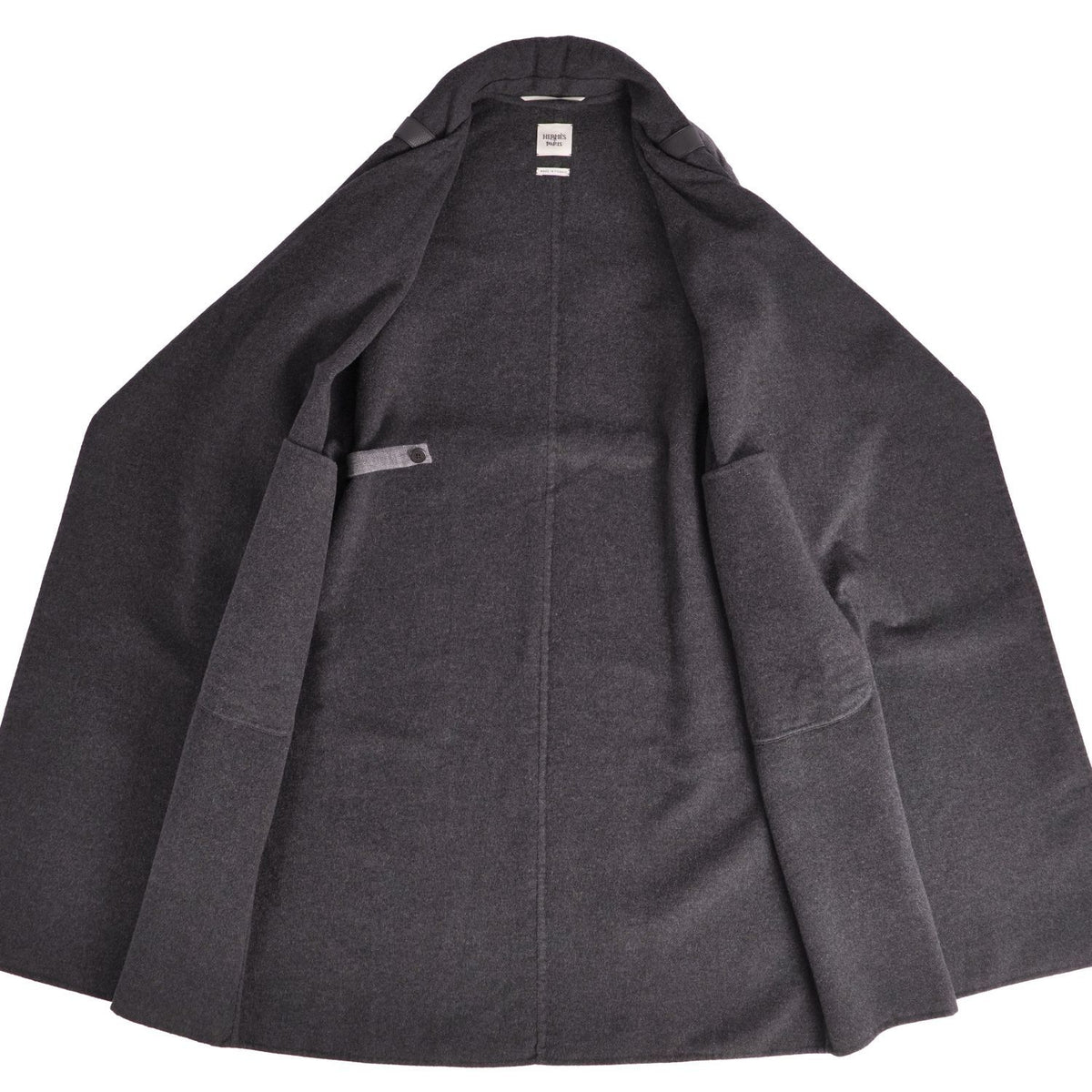 Hermes Coat Long Double Face Belt Outer Cashmere Silk Gray 34 — view 7