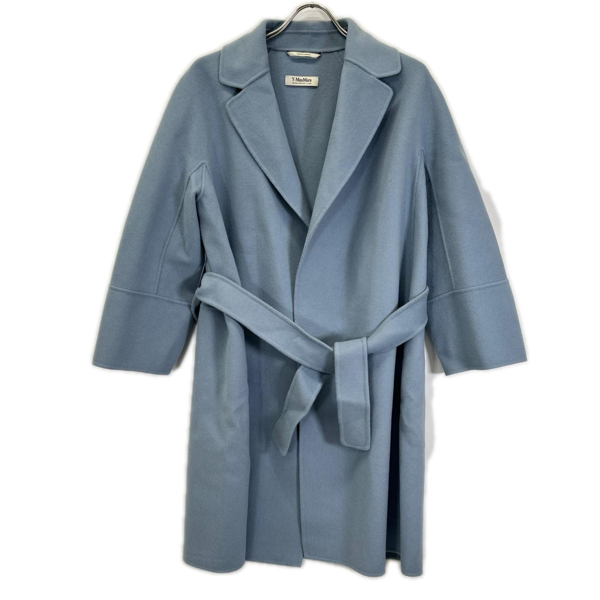 Max Mara S Blue Arona Wool Double Face Long Coat 42