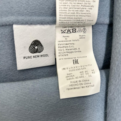 Max Mara S Blue Arona Wool Double Face Long Coat 42 — view 6