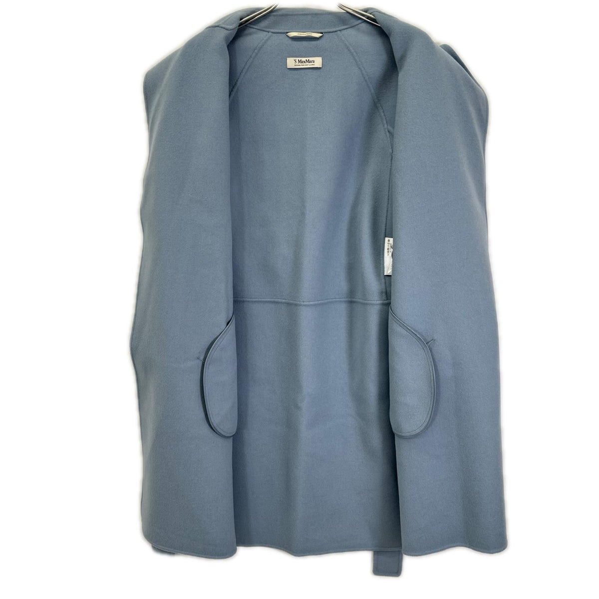 Max Mara S Blue Arona Wool Double Face Long Coat 42 — view 3
