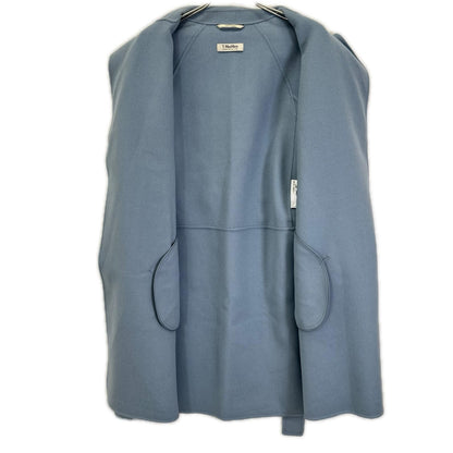 Max Mara S Blue Arona Wool Double Face Long Coat 42 — view 3