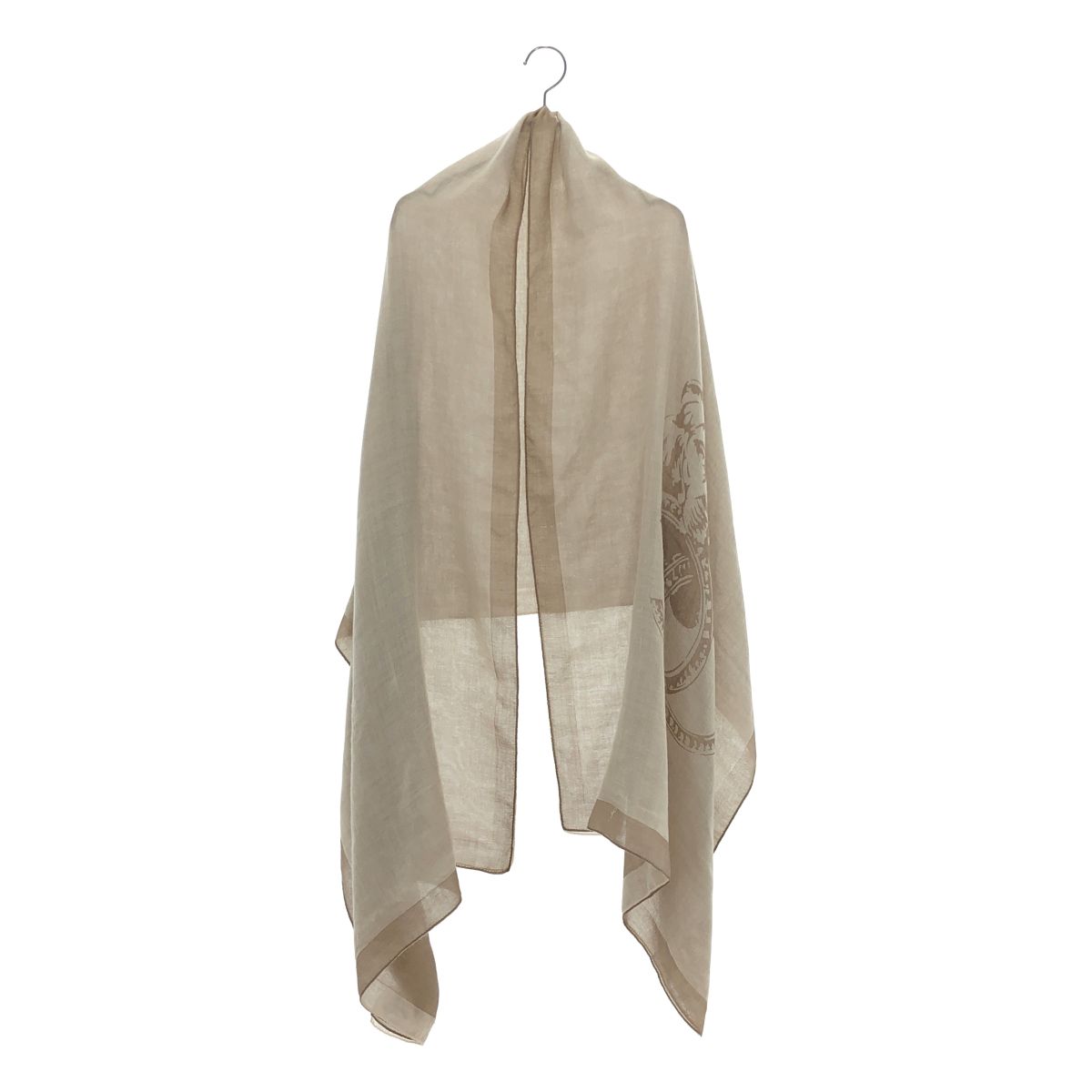 Chanel Cashmere Silk Lion Shawl Beige Scarf