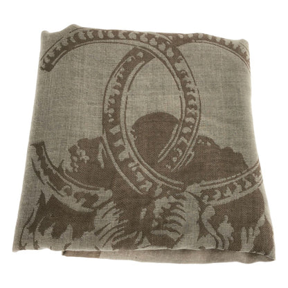 Chanel Cashmere Silk Lion Shawl Beige Scarf — view 2