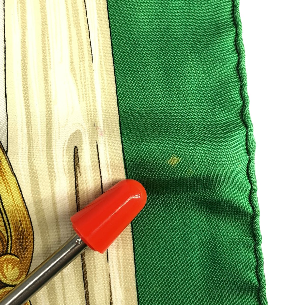 Hermes Carre 90 Etriers Armor Pattern Silk Scarf Green White — view 6