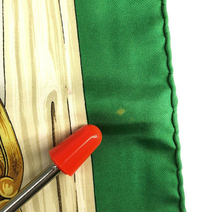 Hermes Carre 90 Etriers Armor Pattern Silk Scarf Green White — view 6