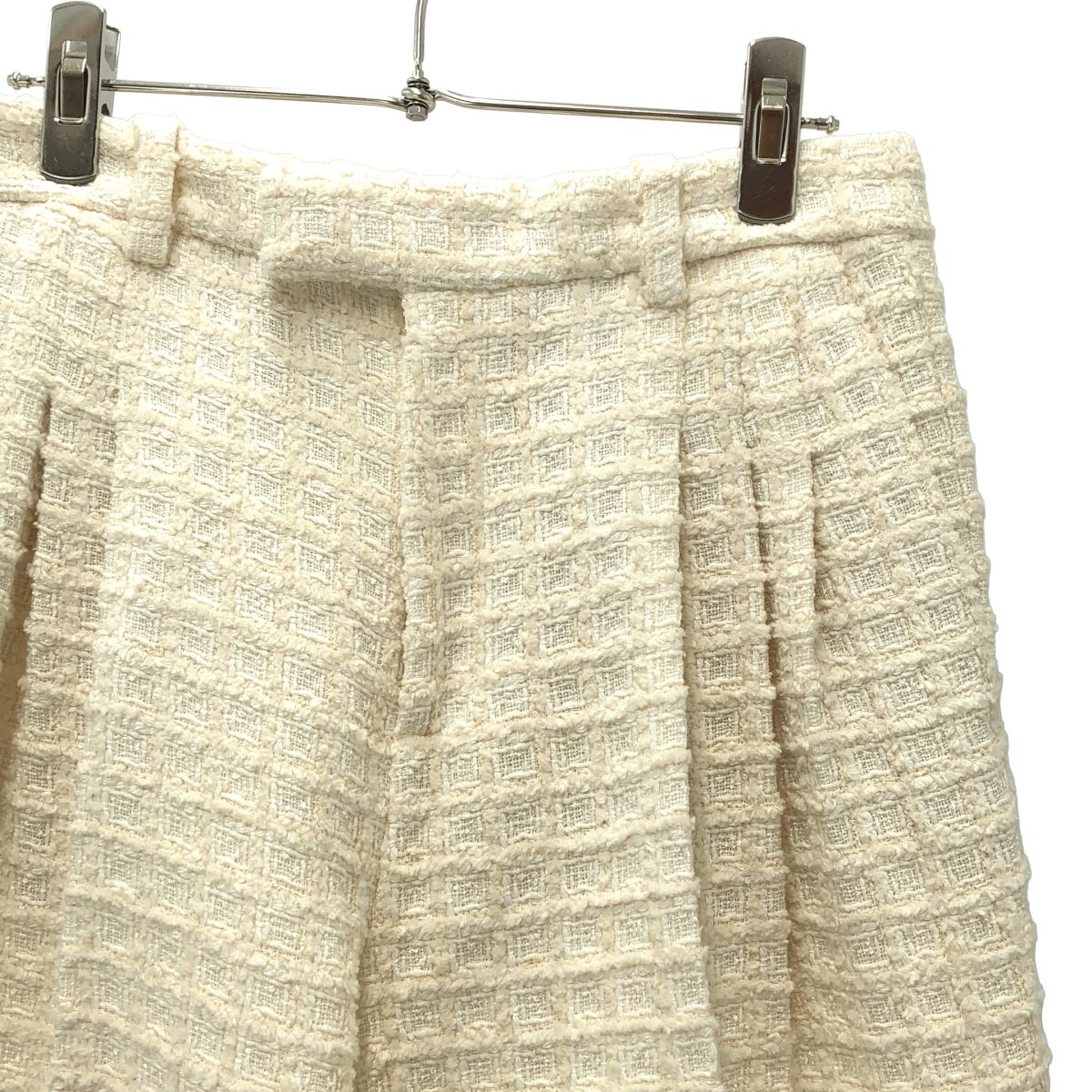 Gucci Tweed Tuck Trousers Pants White 38 — view 2