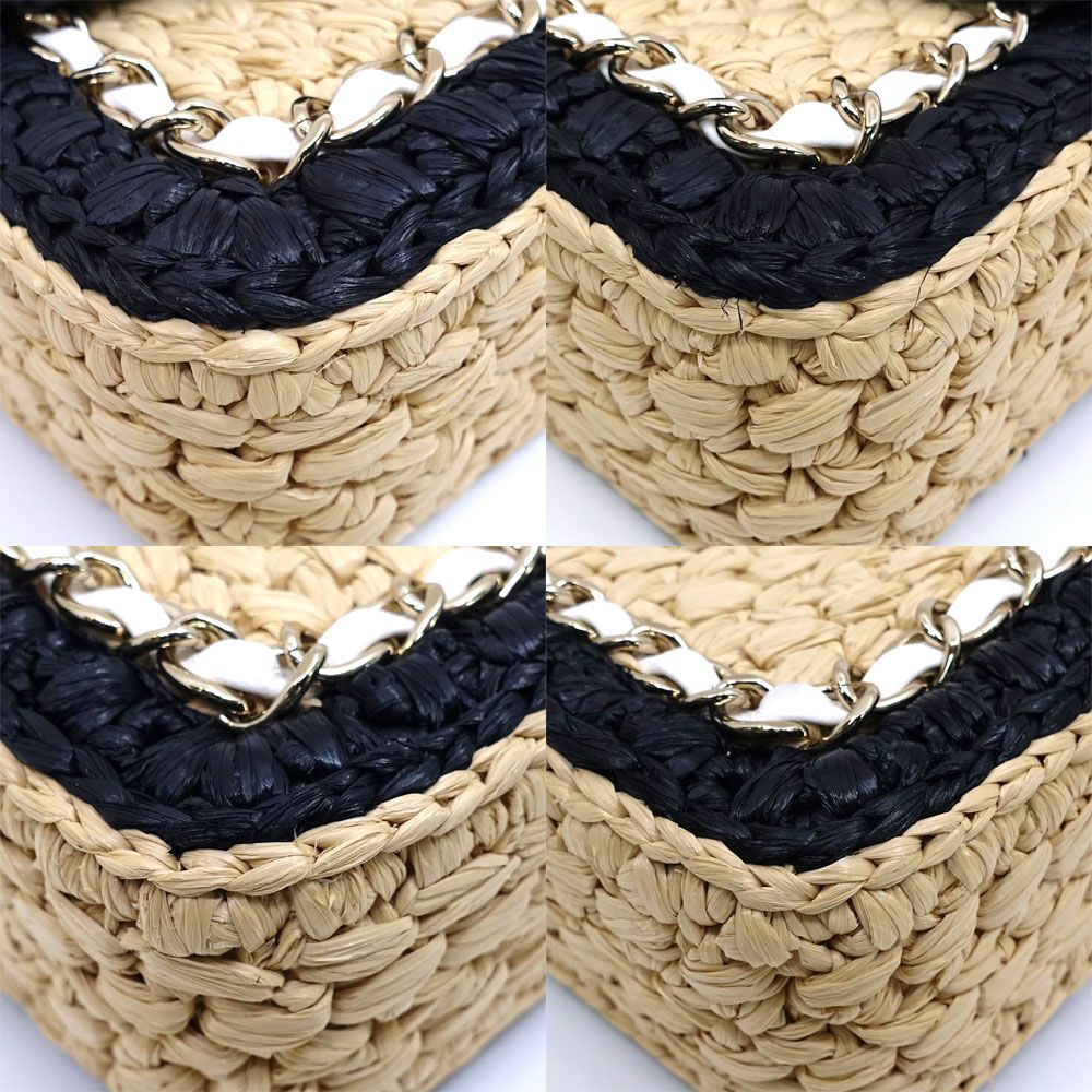 Chanel Chain Shoulder Bag Raffia Natural — view 5
