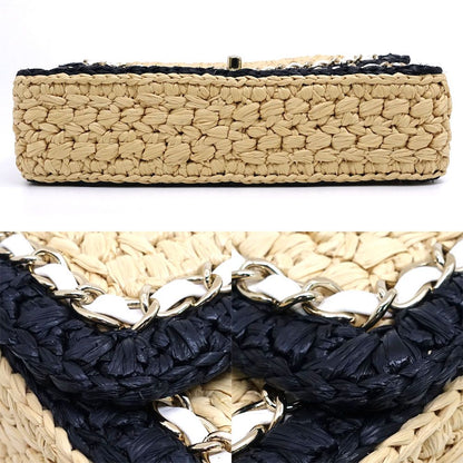 Chanel Chain Shoulder Bag Raffia Natural — view 4