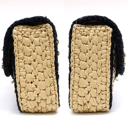 Chanel Chain Shoulder Bag Raffia Natural — view 3