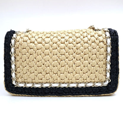 Chanel Chain Shoulder Bag Raffia Natural — view 2