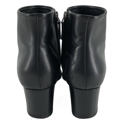 Chanel Leather CC Logo Ankle Boots 37C Black — view 3