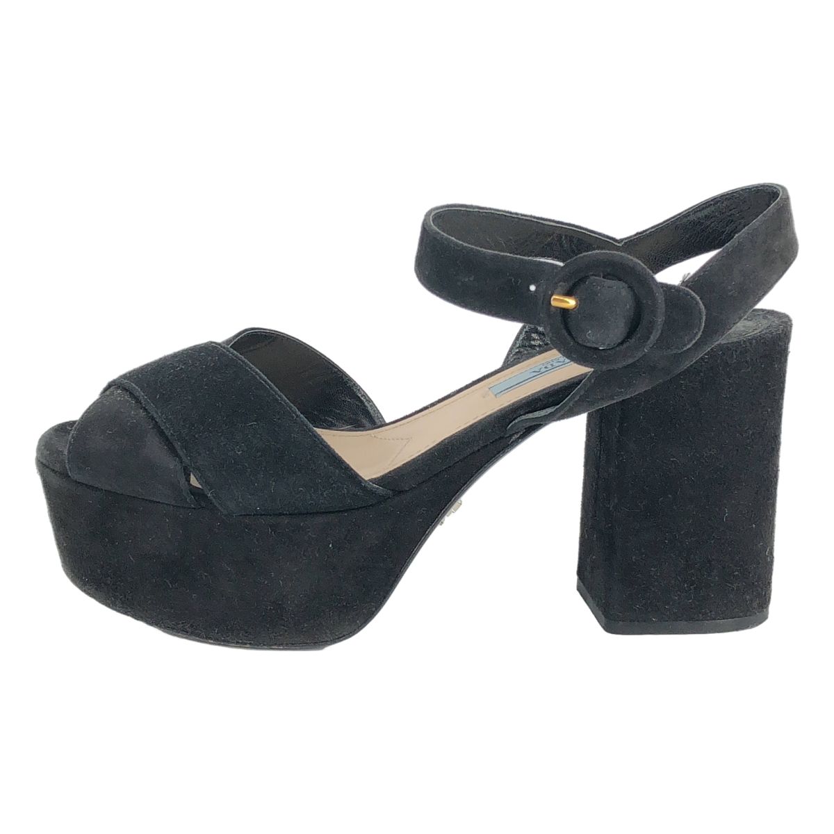 Prada Suede Cross Strap Platform Sandals Black — view 2