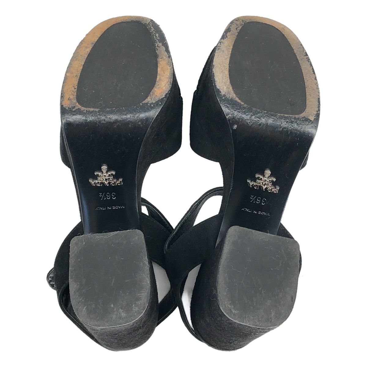Prada Suede Cross Strap Platform Sandals Black — view 4