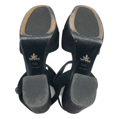 Prada Suede Cross Strap Platform Sandals Black — view 4