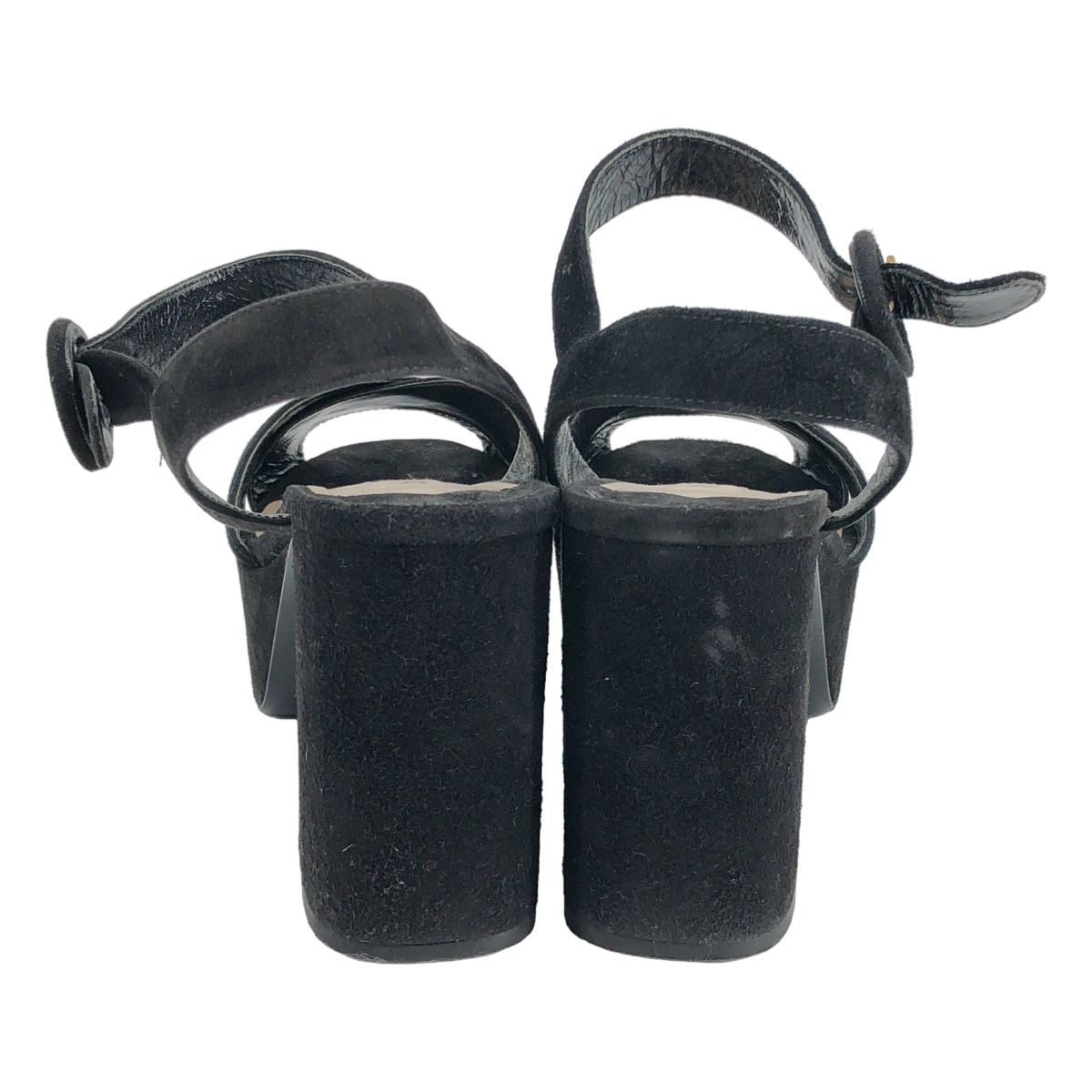 Prada Suede Cross Strap Platform Sandals Black — view 3