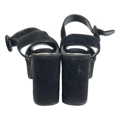 Prada Suede Cross Strap Platform Sandals Black — view 3