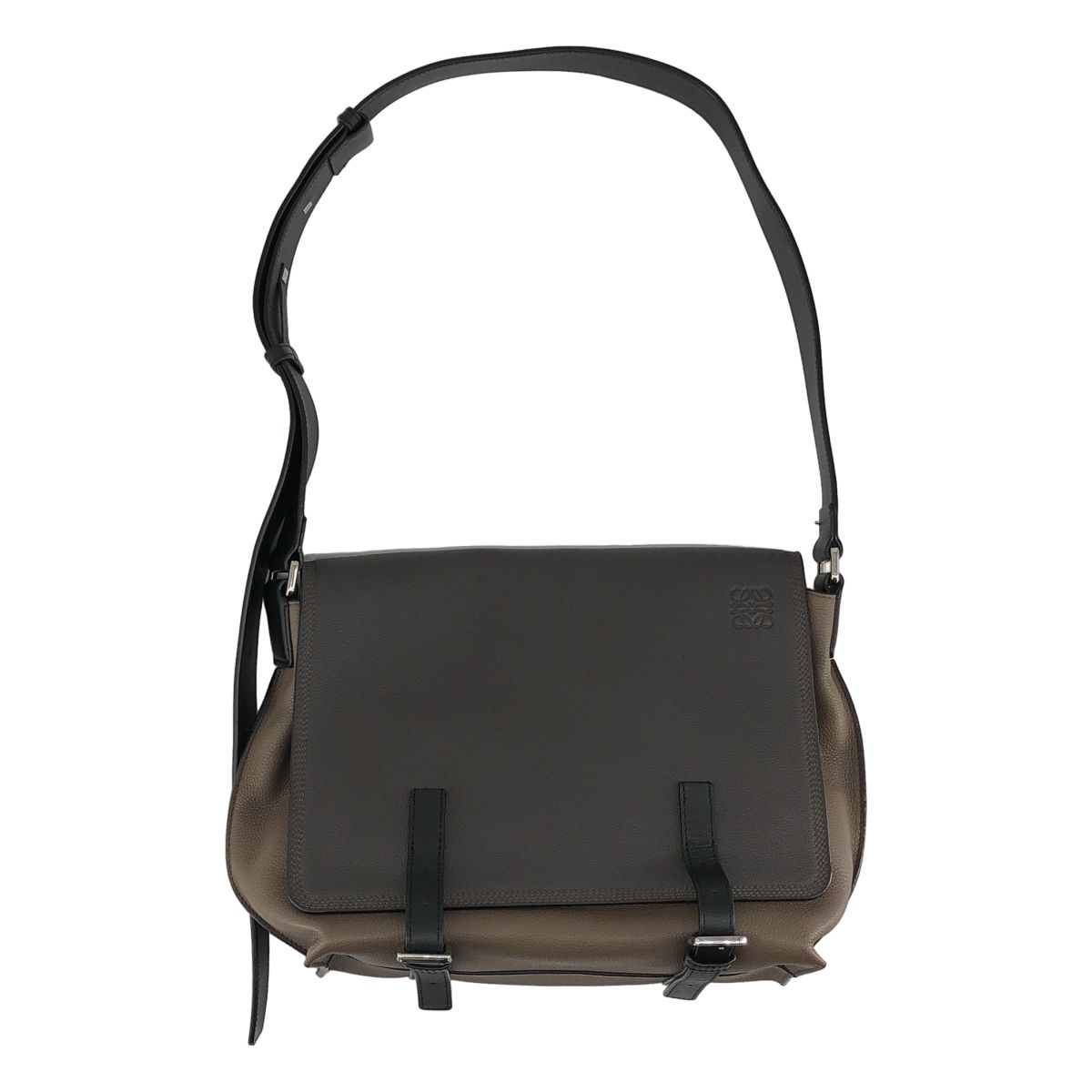 Loewe Leather Military Messenger Bag Gray Taupe