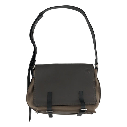 Loewe Leather Military Messenger Bag Gray Taupe