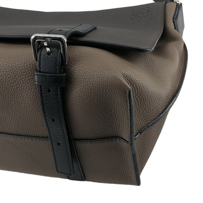 Loewe Leather Military Messenger Bag Gray Taupe — view 7