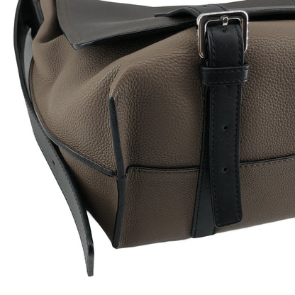 Loewe Leather Military Messenger Bag Gray Taupe — view 6