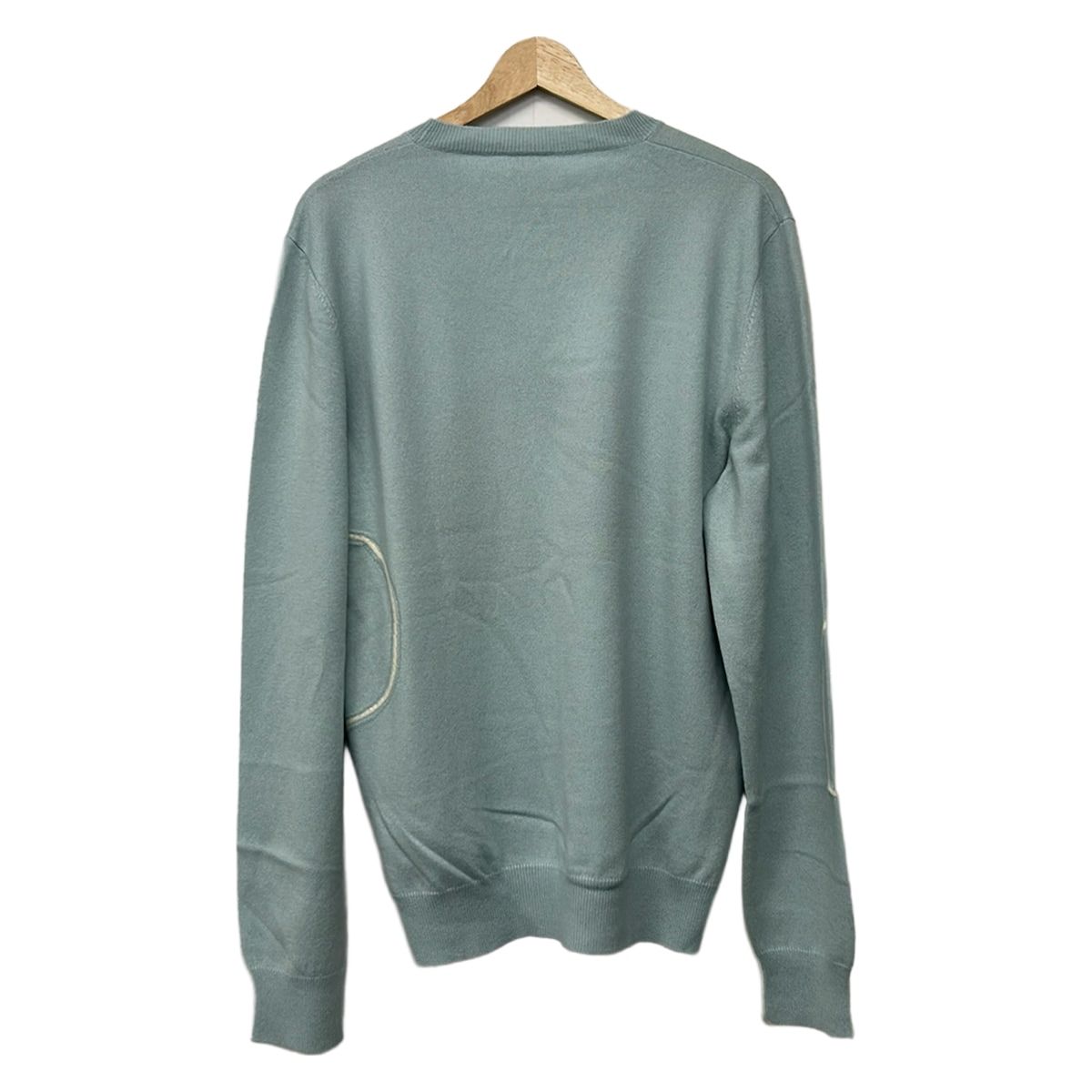Hermes Long Sleeve Sweater Light Blue Ivory Green Crew Neck Apple L — view 2