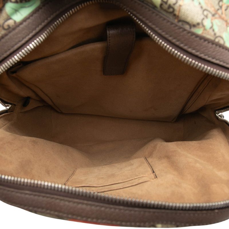 Gucci GG Supreme Tian Sherry Line Backpack Beige Brown Leather — view 4