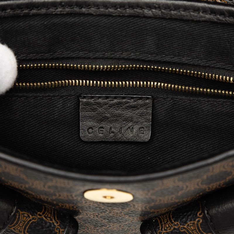 Celine Macadam Crossbody Shoulder Bag Brown Black Leather — view 5