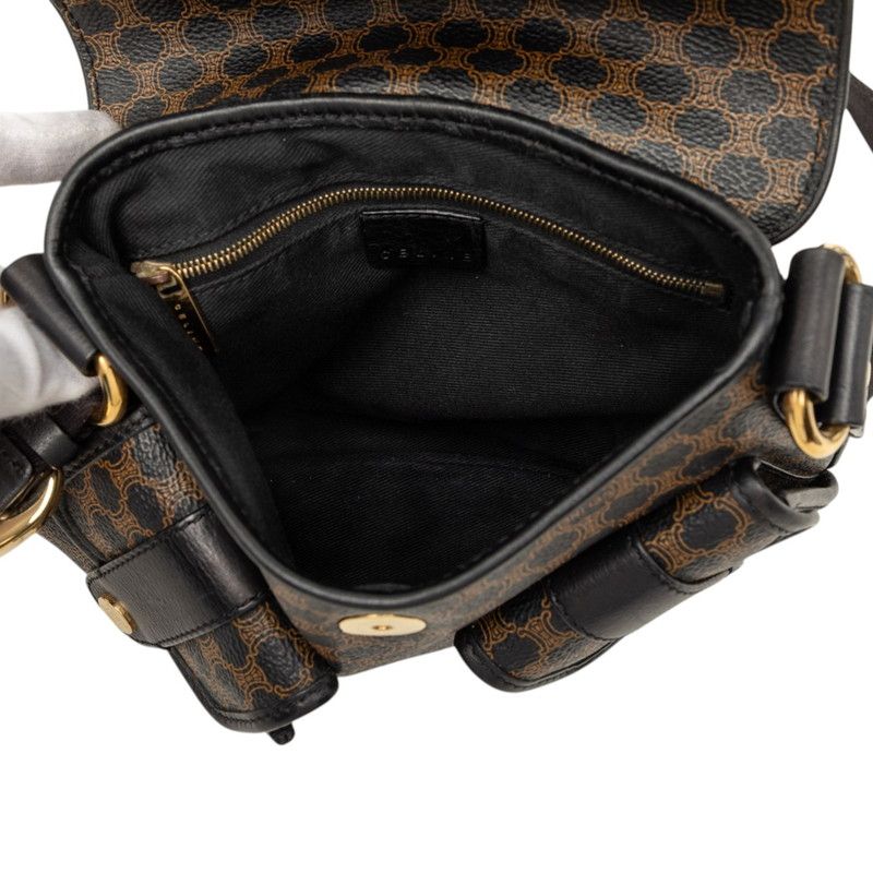 Celine Macadam Crossbody Shoulder Bag Brown Black Leather — view 4