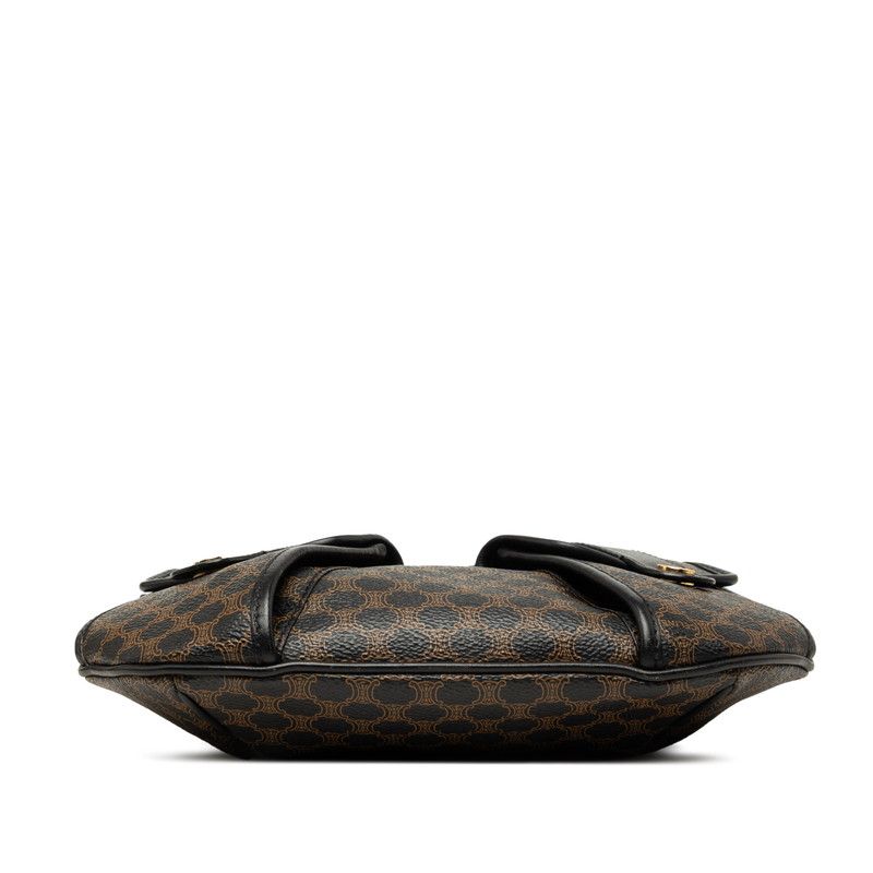Celine Macadam Crossbody Shoulder Bag Brown Black Leather — view 3