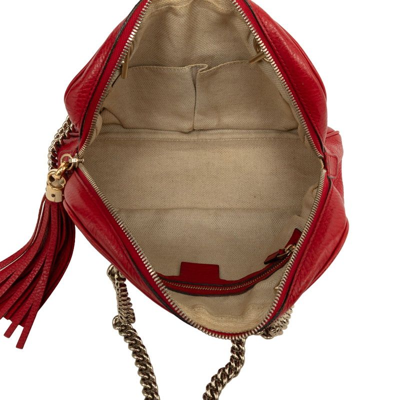 Gucci Interlocking G Soho Chain Shoulder Bag Red Leather — view 6