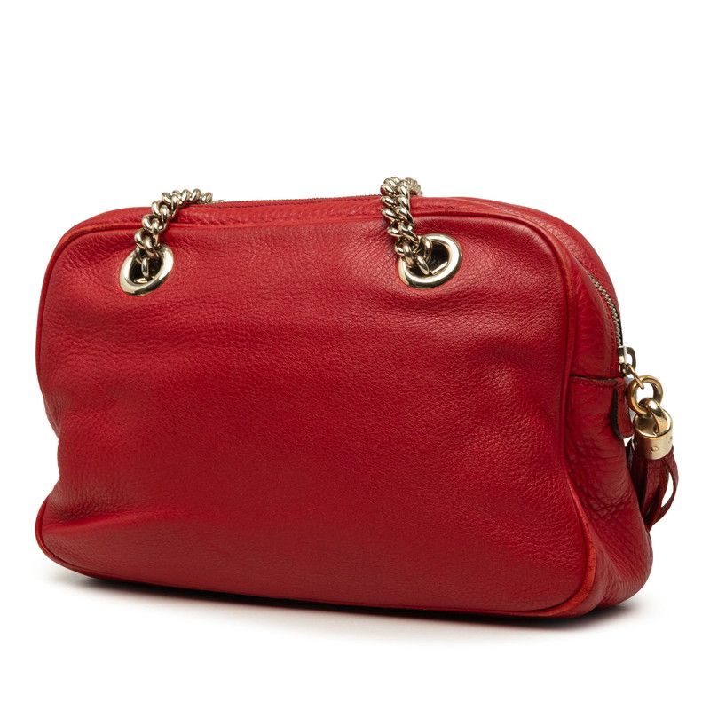 Gucci Interlocking G Soho Chain Shoulder Bag Red Leather — view 2