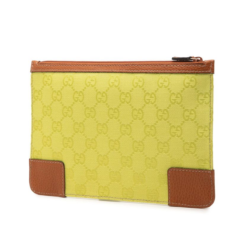 Gucci GG Canvas Clutch Pouch Green Brown — view 2