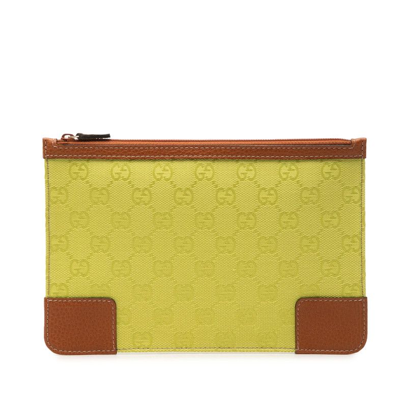 Gucci GG Canvas Clutch Pouch Green Brown