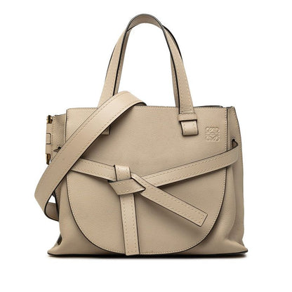 Loewe Anagram Gate 2-Way Shoulder Bag Beige Leather