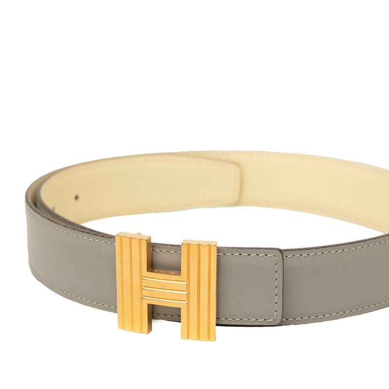 Hermes Constance H 70 Gray Gold Box Calf Belt — view 4