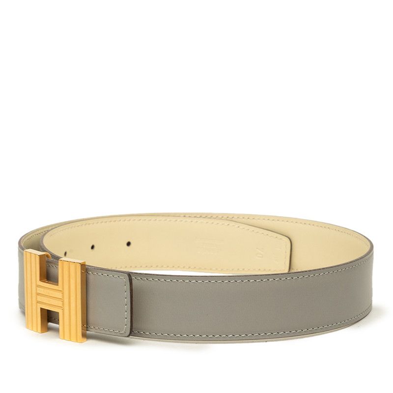 Hermes Constance H 70 Gray Gold Box Calf Belt — view 2