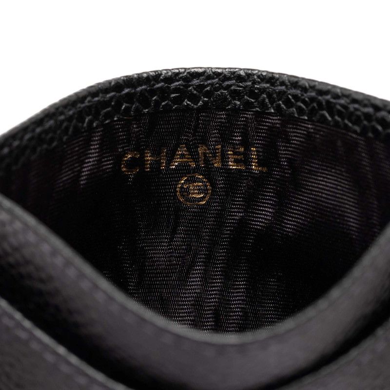 Chanel CC Logo Card Case Black Caviar Leather — view 6