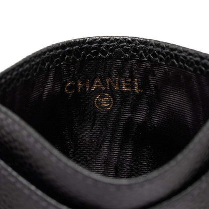 Chanel CC Logo Card Case Black Caviar Leather — view 6