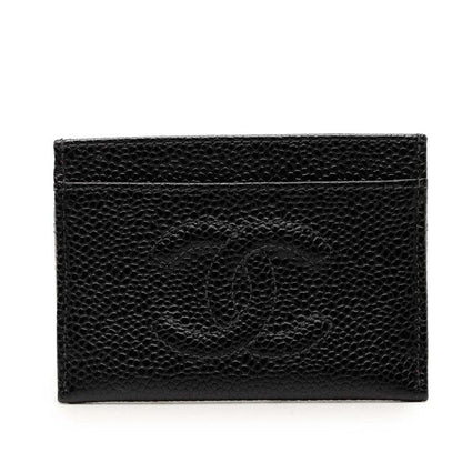 Chanel CC Logo Card Case Black Caviar Leather