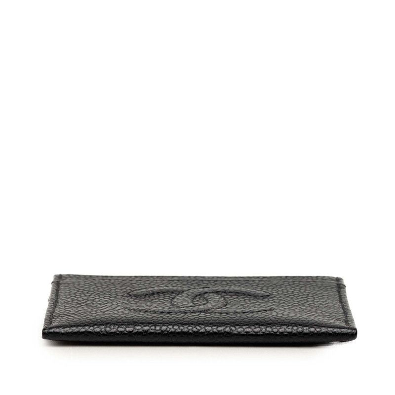 Chanel CC Logo Card Case Black Caviar Leather — view 3