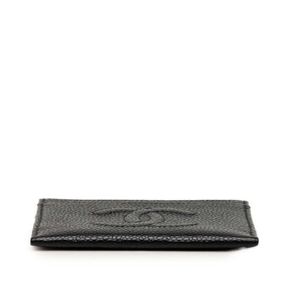 Chanel CC Logo Card Case Black Caviar Leather — view 3