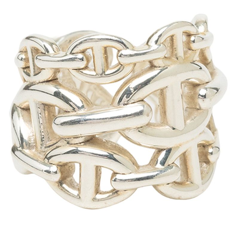 Hermes Chaine D'ancre Enchainee GM Ring 52 Silver