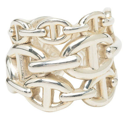 Hermes Chaine D'ancre Enchainee GM Ring 52 Silver