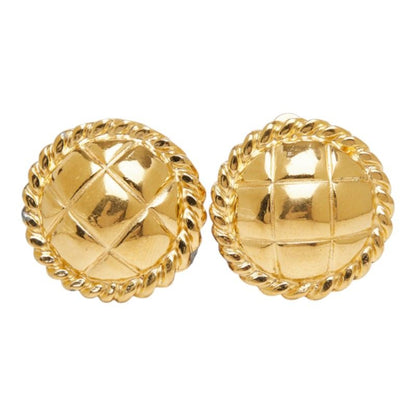 Chanel Quilted Earrings Gold Plated