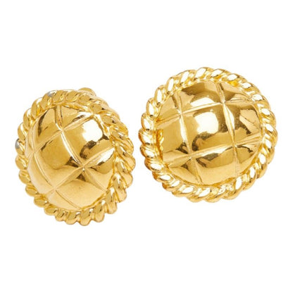 Chanel Quilted Earrings Gold Plated — view 3