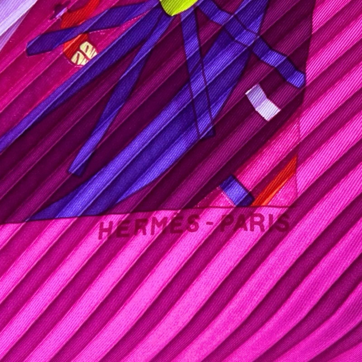 Hermes Pleated les Folies du Ciel Silk Pink Scarf — view 6