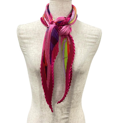 Hermes Pleated les Folies du Ciel Silk Pink Scarf — view 3