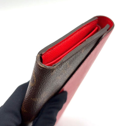 Louis Vuitton Portefeuille Marie Lou Long Leather Brown Red Trifold Wallet — view 6