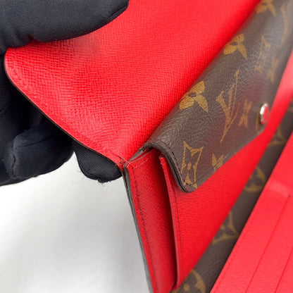 Louis Vuitton Portefeuille Marie Lou Long Leather Brown Red Trifold Wallet — view 5